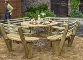 Round table with benches and backrests - MM.LV