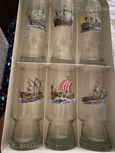 Набор стаканов Ливанского стекла с корабликами - MM.LV