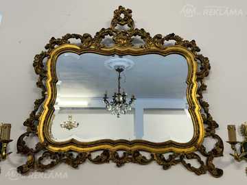 Bronzas/Zelta Krāsas, Koka Spogulis, Vidēji Liela Izmēra Bronzas/Zelta Krāsas, Koka Spogulis, Vidēji Liela Izmēra - MM.LV