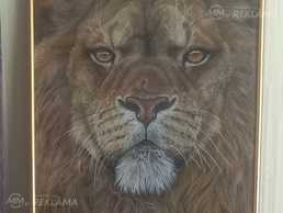 bilde zīmēta ar pasteļzīmuļiem, rāmis ar stiklu. - MM.LV