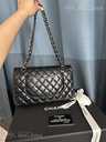 Authentic chanel cc classic Medium Black Lambskin Flap Bag Silver hw - MM.LV - 2