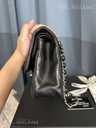 Authentic chanel cc classic Medium Black Lambskin Flap Bag Silver hw - MM.LV - 5