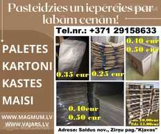 Paletes, kartoni, kastes, maisi Paletes, kartoni, kastes, maisi - MM.LV