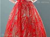 Сверкающее бальное платье красного цвета с золотом - MM.LV