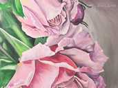 Розовые розы на большом холсте , акриловая живопись - MM.LV - 1