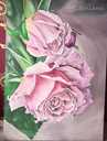 Розовые розы на большом холсте , акриловая живопись - MM.LV - 4