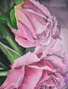 Розовые розы на большом холсте , акриловая живопись - MM.LV - 6