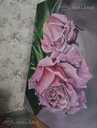 Розовые розы на большом холсте , акриловая живопись - MM.LV - 9