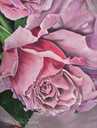 Розовые розы на большом холсте , акриловая живопись - MM.LV - 12