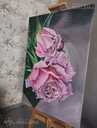 Розовые розы на большом холсте , акриловая живопись - MM.LV - 14