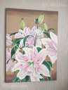 Оригинальная цветочная живопись , композиция из белых лилий на холсте - MM.LV - 6
