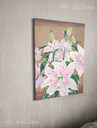 Оригинальная цветочная живопись , композиция из белых лилий на холсте - MM.LV - 4