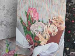 Акрилова цветочная живопись , настенный декор , подарок в спальню - MM.LV