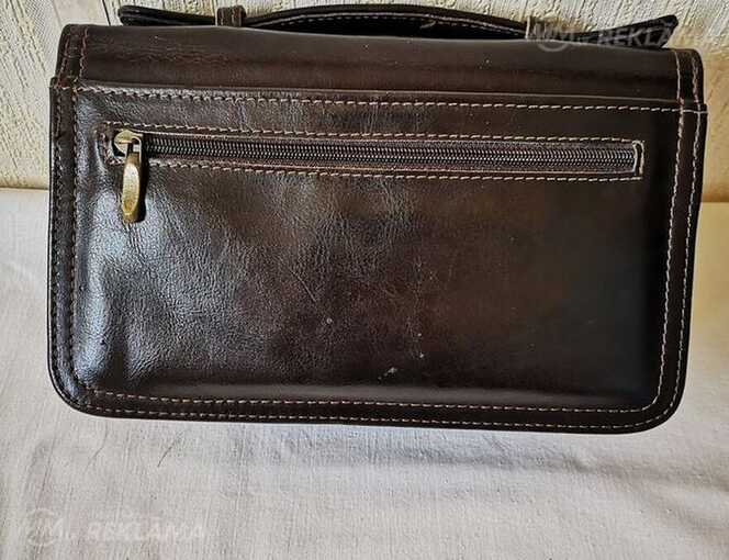 Кожаная барсетка (коричневая) - классический мужской аксессуар. - MM.LV