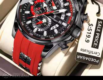 Мужские часы poedagar black red, Новые. Мужские часы poedagar black red, Новые. - MM.LV