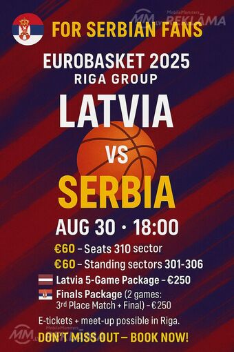 Pārdošu savas 4 biļetes uz Latvijas Serbijas maču. Sēdvietas blakus - MM.LV