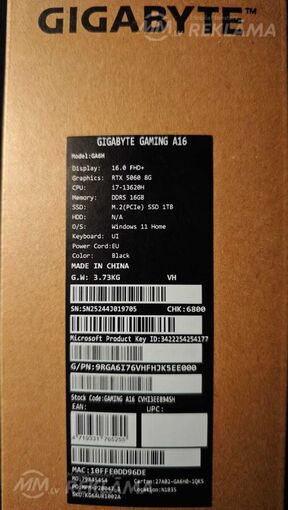 Ноутбук Gigabayte gaming A16 GA6H, - MM.LV
