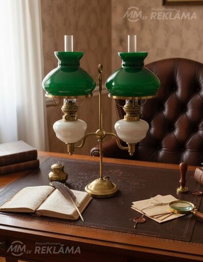 Antīka Viktorijas laikmeta bronzas Studentu eļļas lampa - MM.LV