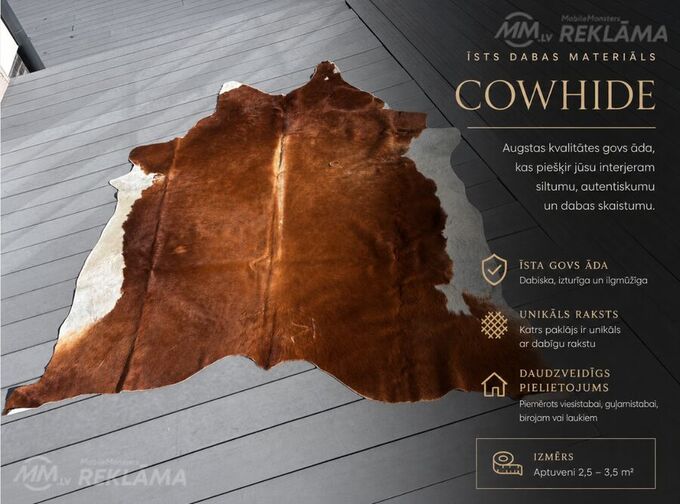 Cowhide paklājs no īstas govs ādas Cowhide paklājs no īstas govs ādas - MM.LV