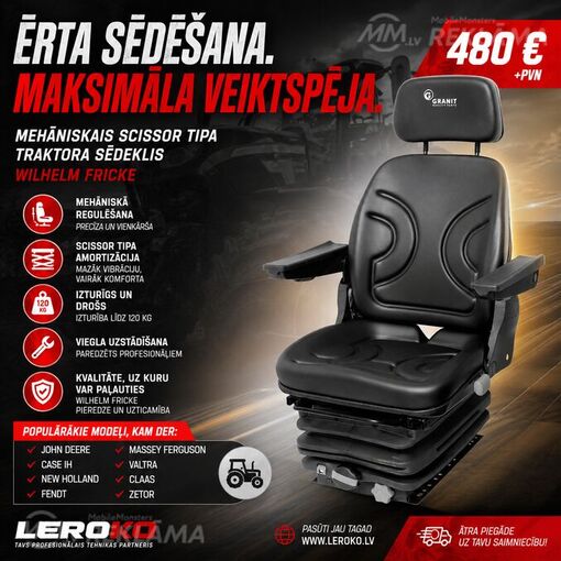Mehāniskais scissor tipa traktora sēdeklis ar regulācijām granit qua Mehāniskais scissor tipa traktora sēdeklis ar regulācijām granit qua - MM.LV
