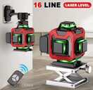 4D Laser Level with 16 Lines (Green Laser) + Tripod + Two Batteries - 8 4D Laser Level with 16 Lines (Green Laser) + Tripod + Two Batteries - MM.LV - 8