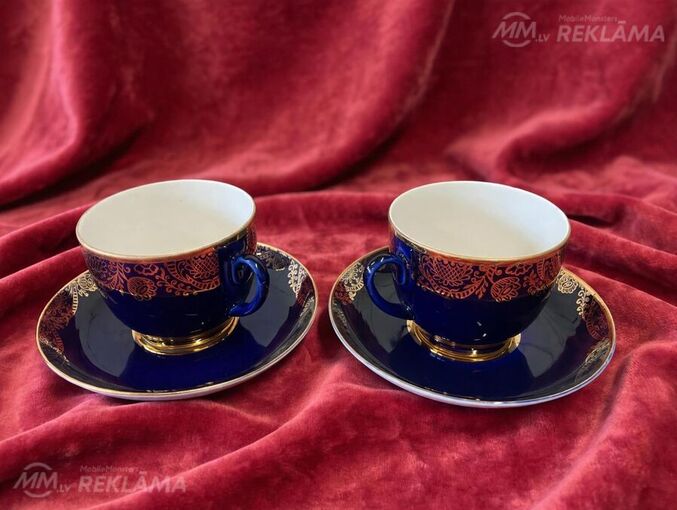 Чайные пары из фарфора , Ленинградский фарфоровый завод (ЛФЗ). 196019 - MM.LV