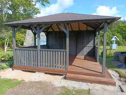 Dark grey garden gazebo 4x4.5 m with two entrances - MM.LV