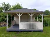 White wooden gazebo with anthracite grey floor 20 m2 - MM.LV - 2