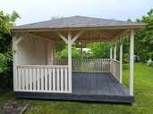 White wooden gazebo with anthracite grey floor 20 m2 - MM.LV - 4