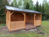 Natural wood gazebo 4x6 m with metal roof - MM.LV - 1