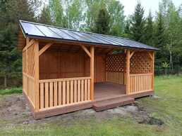 Natural wood gazebo 4x6 m with metal roof - MM.LV